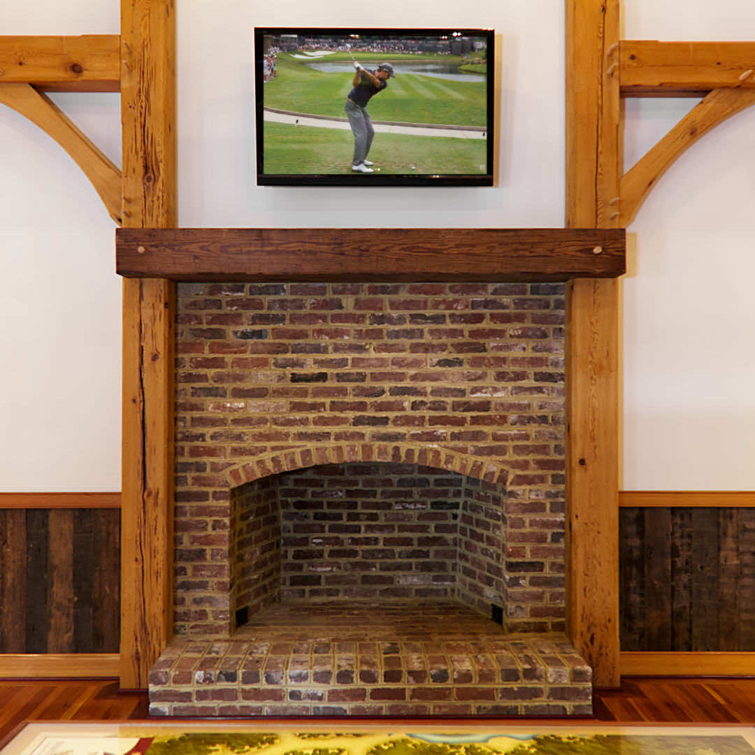 Old Heart Pine Beam Used as Fireplace Mantel Rare Wood Showcase