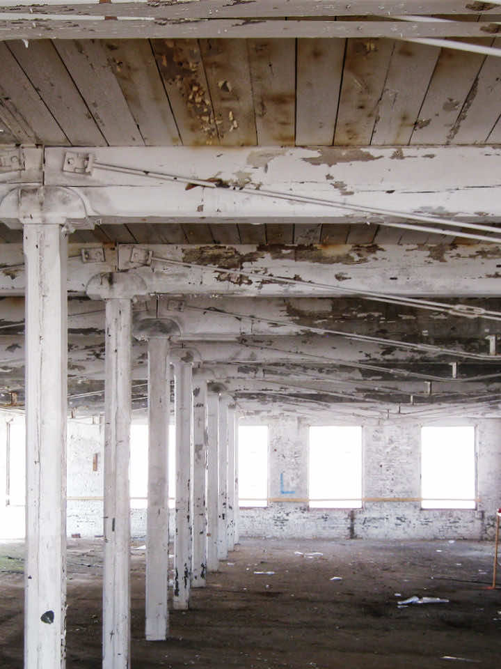 old lumber in building prior to being demolished